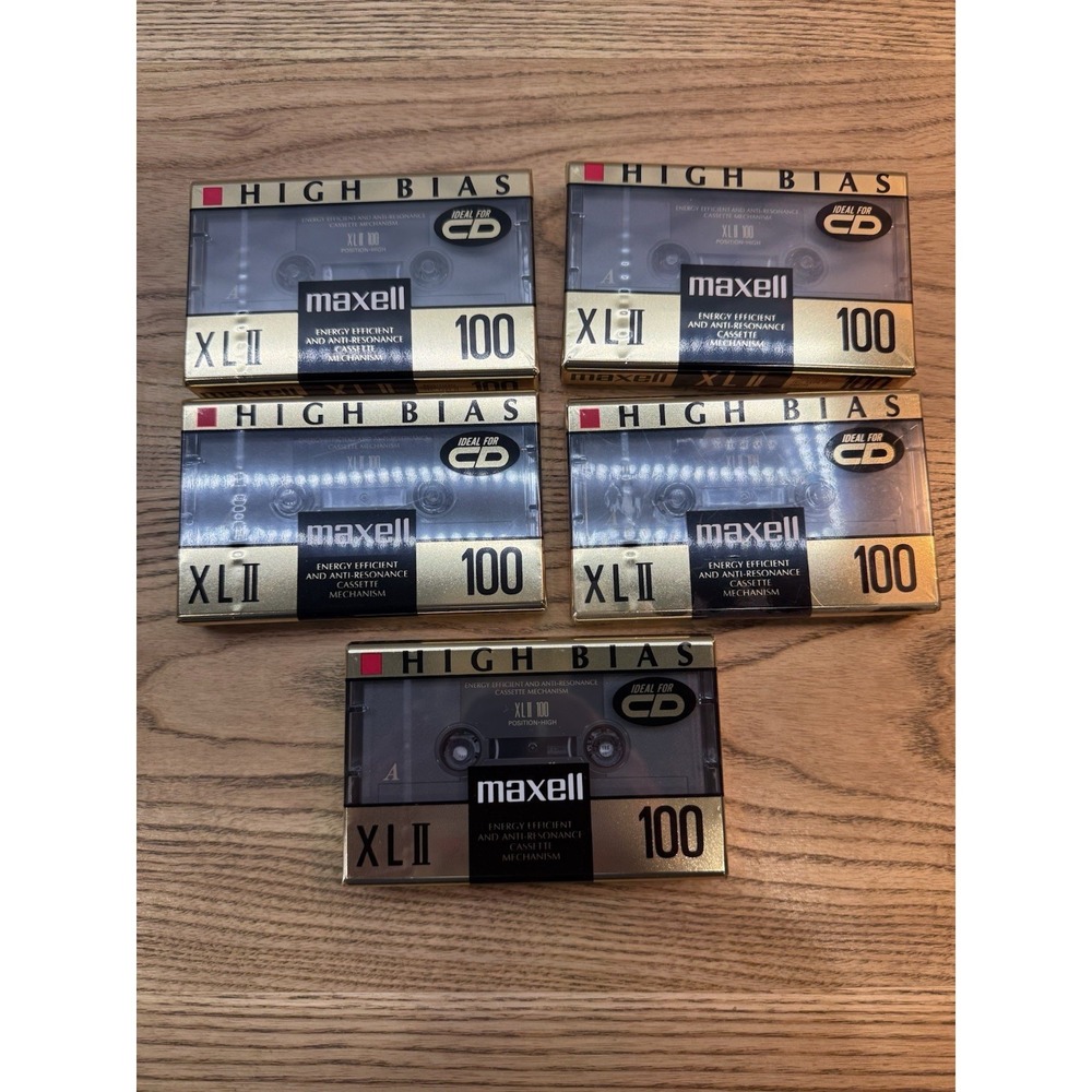 Lot of 5 - Maxell XLII High Bias Cassette Tape 100 Minutes New Sealed